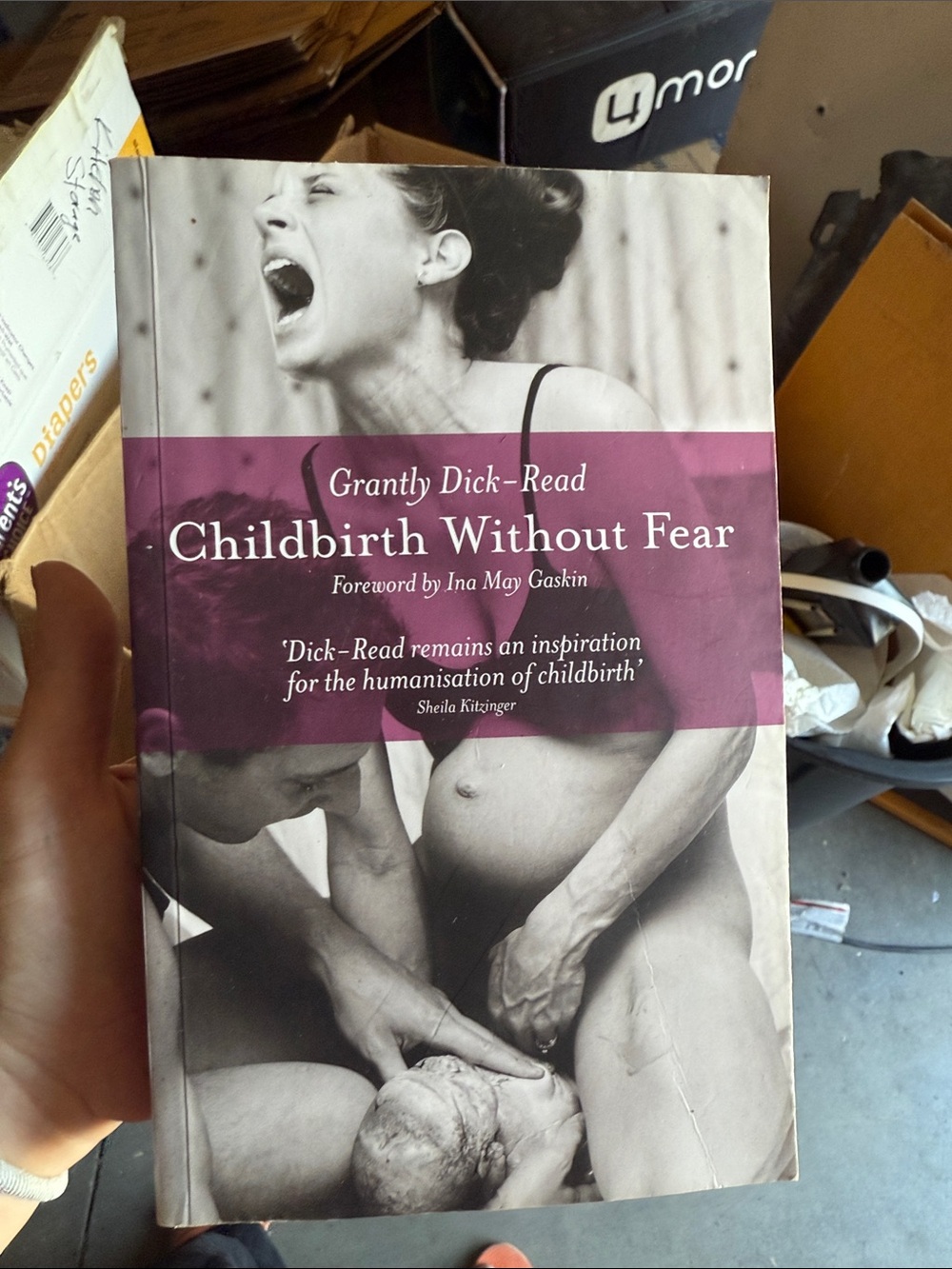 Childbirth Without Fear by Grantly Dick-Read - Black, White & Plum Cover